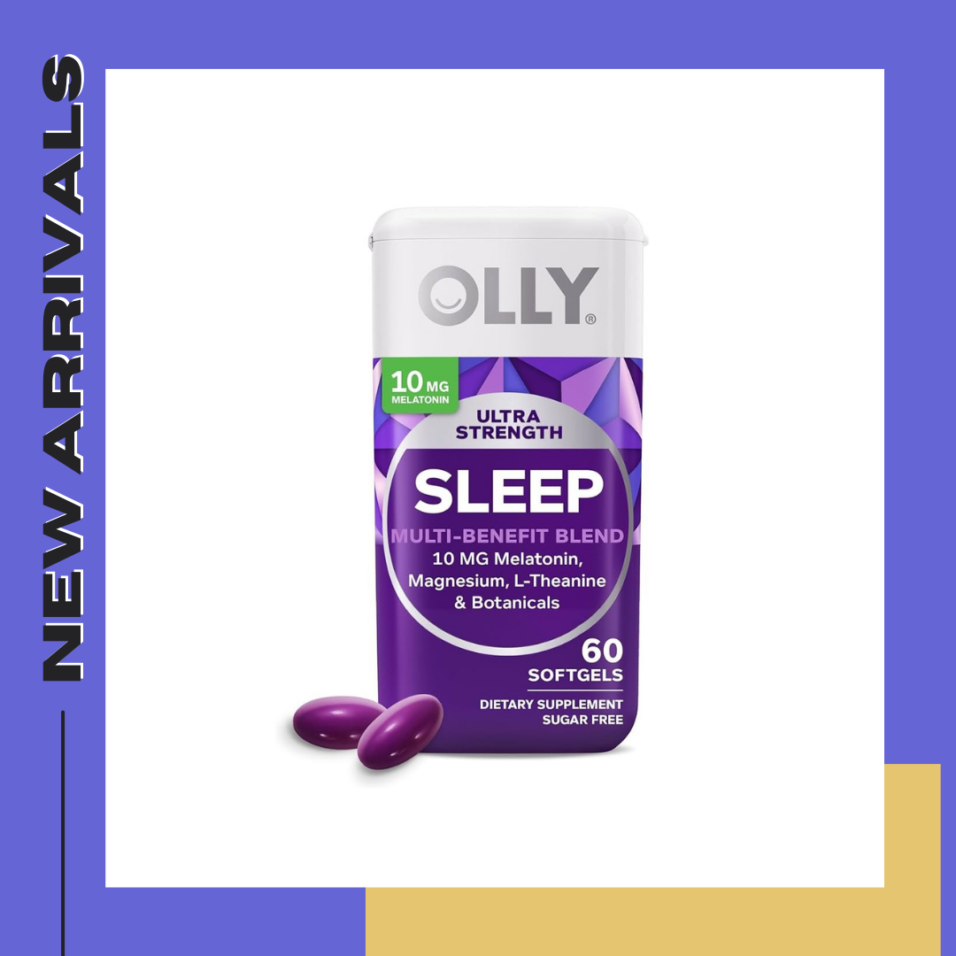 OLLY Ultra Strength Sleep Softgel, Melatonin 10mg Sleep Aid, Magnesium, L-Theanine, 60 Ct ตัวช่วยนอนหลับ ซอลเจลตัดออกได้