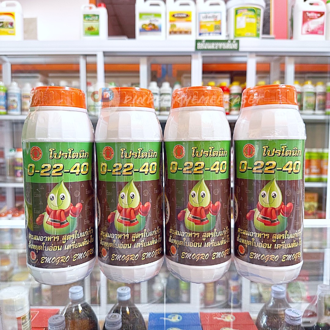 (ชุด4ขวด)ปุ๋ยน้ำ 0-22-40 ขนาด 1 ลิตร สะสมอาหาร สูตรใบแก่เร็ว สั่งหยุดใบอ่อน เตรียมต้น-ใบ