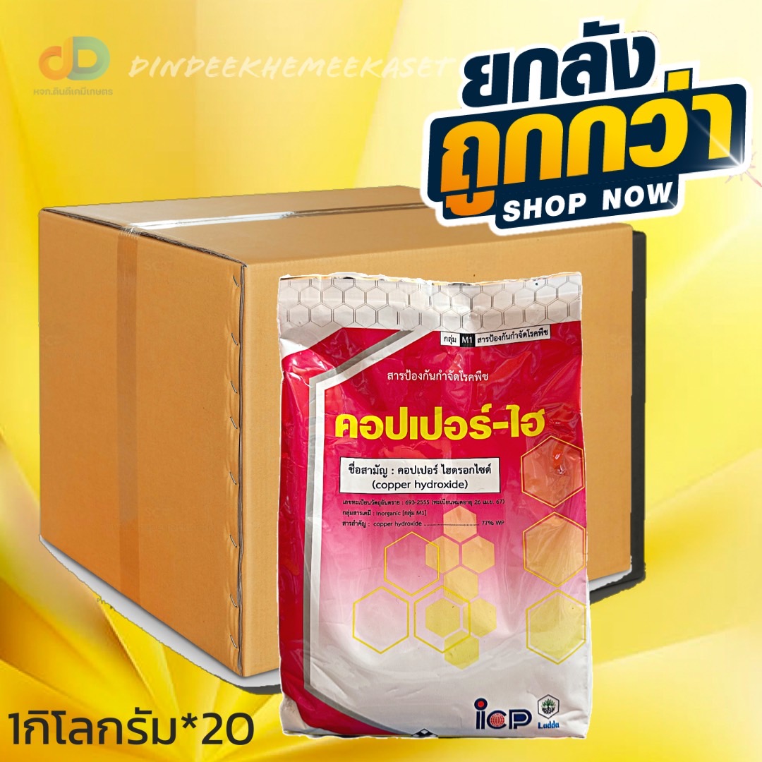 (ยกลังx20) คอปเปอร์-ไฮ สารคอปเปอร์ไฮดรอกไซด์ ขนาด 1 กิโลกรัม ใช้ป้องกันกำจัดเชื้อราและแบคทีเรียคุณภาพสูง