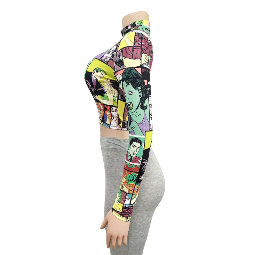 #เขียวมะนาว เสื้อครอปแขนยาว Street Comics สตรีท รหัส ST3651