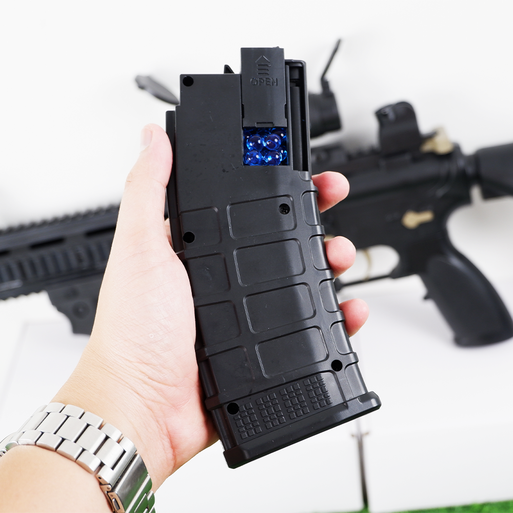 (21)M416 สีดำ ปืนเจลไฟฟ้า ของเล่น ยิงรัวได้ ชักยิงได้