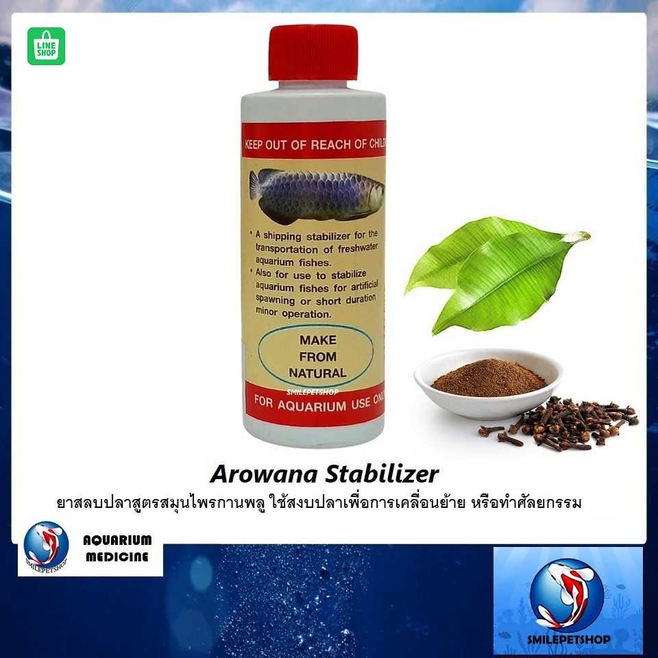 Arowana Stabilizer (ยาสลบปลาสูตรสมุนไพรกานพลู ใช้สงบปลาเพื่อการเคลื่อนย้าย หรือทำศัลยกรรม)