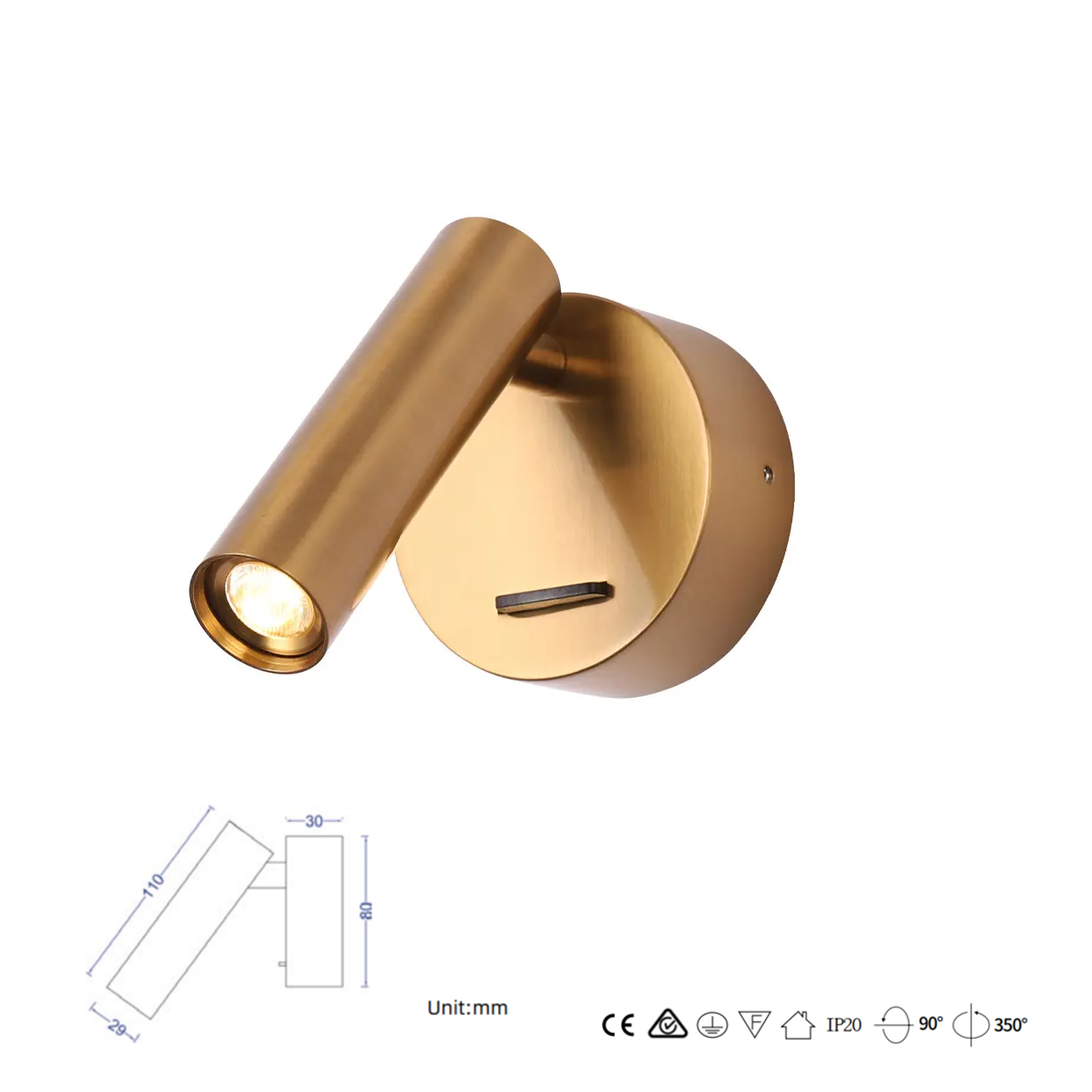 โคมไฟอ่านหนังสือติดผนัง Wall Reading Lamp Metal + Aluminium LED Cree 3W IP20 (KP021)