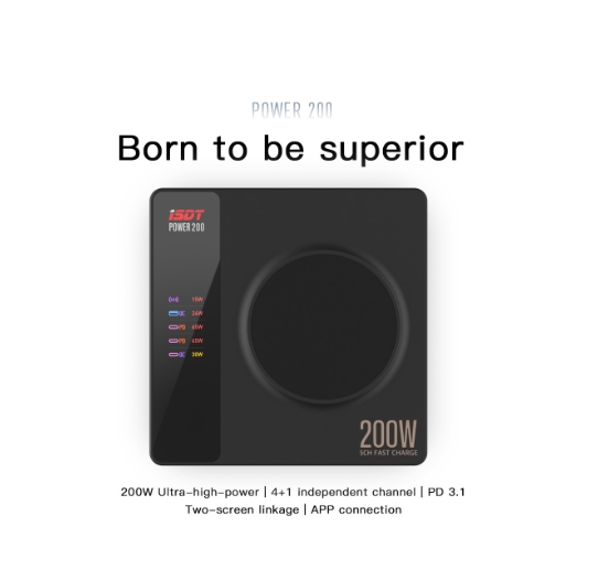 ISDT POWER 200 / 200X AC100~240V 200W Fast Charg หลายช่องชาท และ ไวเลสชาท ต่อผ่านแอปได้