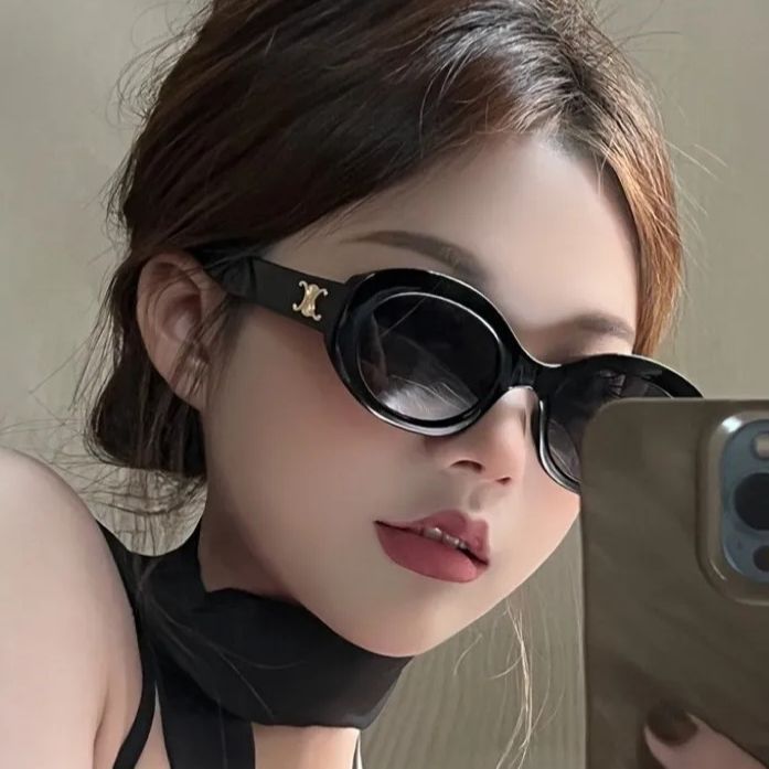 แว่นตา แฟชั่น แว่นกันแดด สายฝอ สีดำ V19