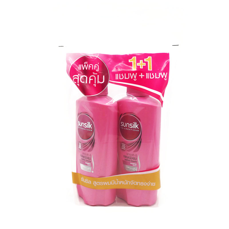 8851932403801 ซันซิลแชมพูสมูทแอนด์เมเนจเจเบิ้ล 350มล (ชมพู)แชมพู+แชมพู