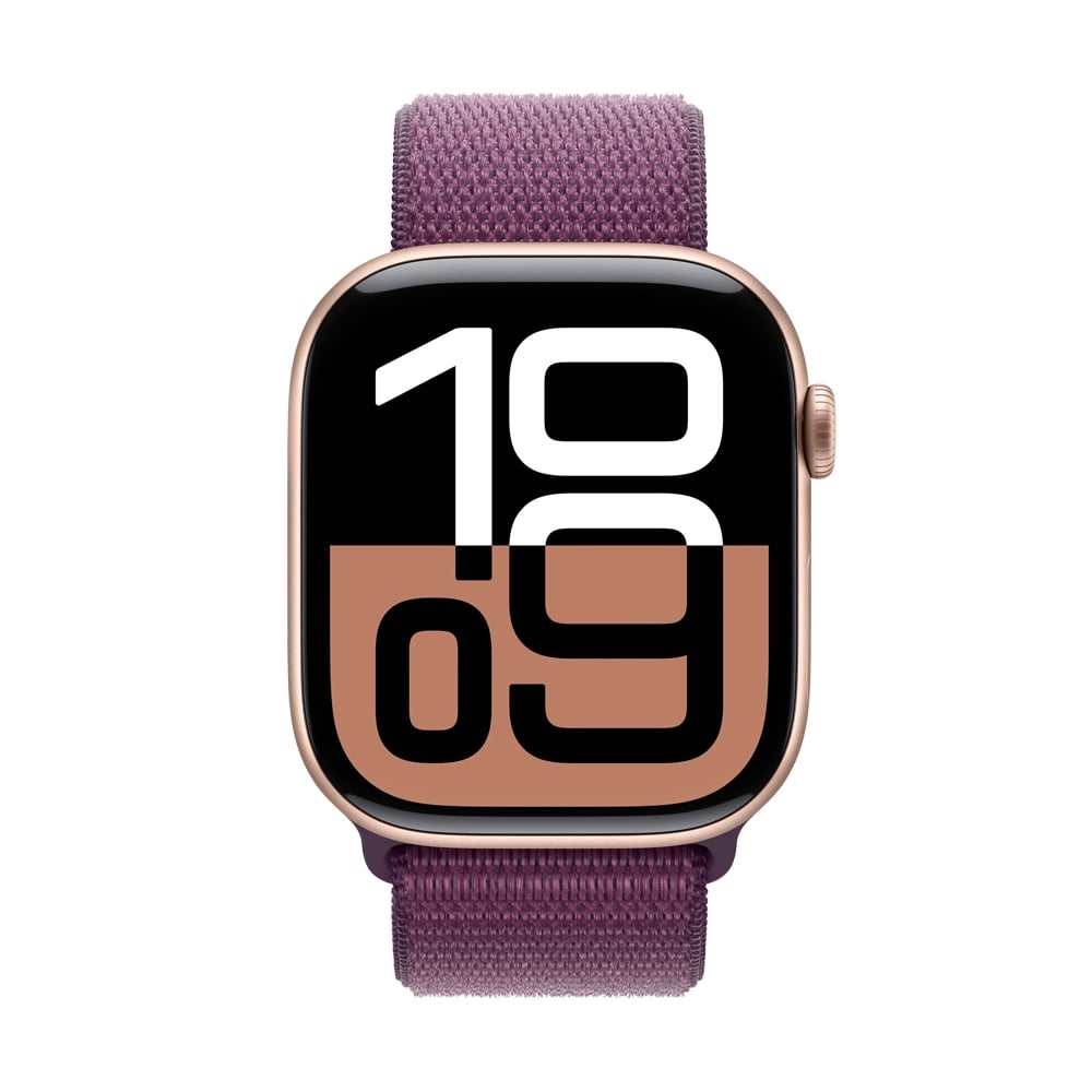 Apple Watch Series 10 GPS 46mm Rose Gold Aluminium Case with Plum Sport Loop
