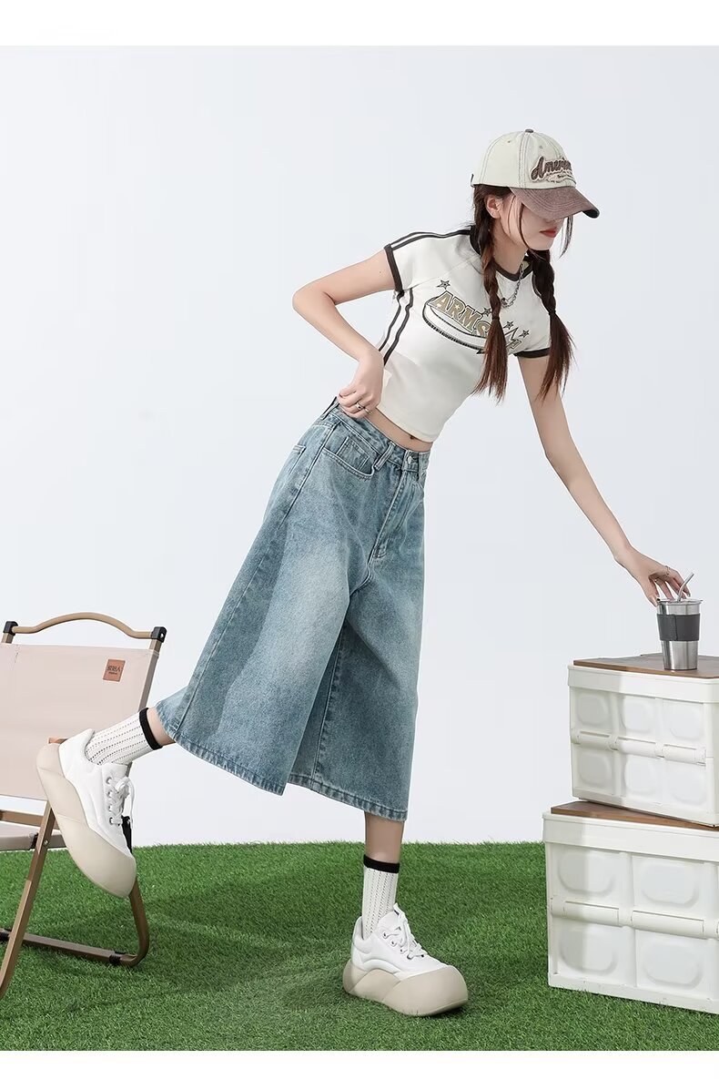 กางเกงยีนส์ เอวสูง ทรงวินเทจ รหัส Y007