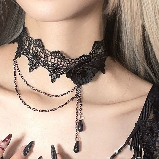 โชคเกอร์คอ ฮาโลวีน สร้อยคอ แฟชั่น สายฝอ เพิ่มความเซ็กซี่ rihv,lj'