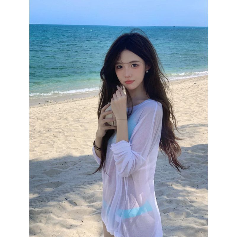 เสื้อคลุมบิกินี่ เสื้อแขนยาวบาง ซีทรู เซ็กซี่ พร้อมส่งในไทย CN2673