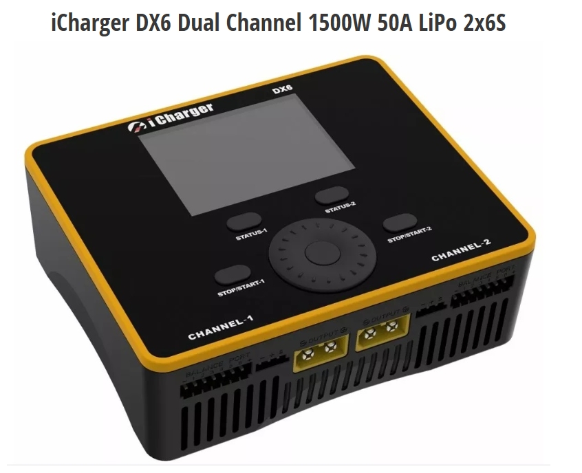 ที่ชาร์จ iCharger DX6 Dual Channel 1500W 50A LiPo 2x6S