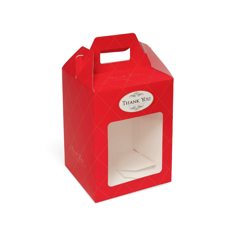 20ใบ ราคาขายส่ง กล่องทรงมือจับด้านบน กล่องสำหรับจัด GIFTSET กล่องใส่คุกกี้-ขนม ข้าวสาร ของชวัญ ของชำร่วย ขนาดกล่อง 10.8 x 10.8 x 14.5 เซนติเมตร (รุ่น BK65W)