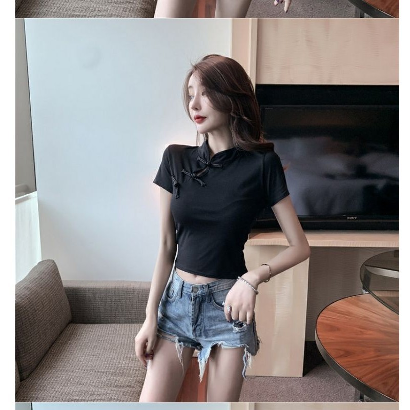 เสื้อยืดแขนสั้นเซ็กซี่ กี่เพ้า เสื้อตรุษจีน CN2325