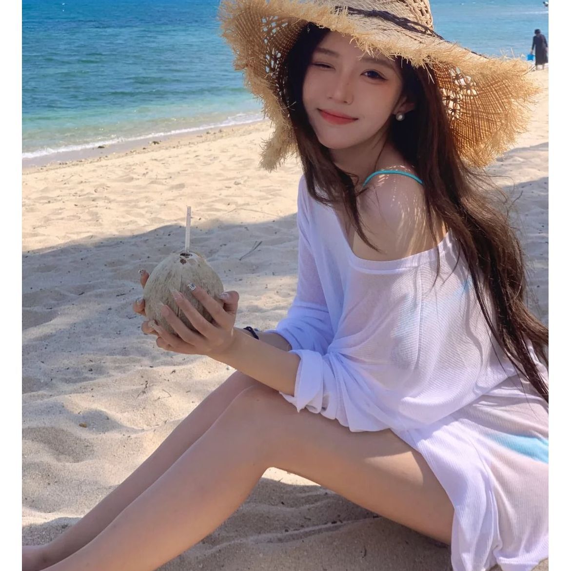 เสื้อคลุมบิกินี่ เสื้อแขนยาวบาง ซีทรู เซ็กซี่ พร้อมส่งในไทย CN2673