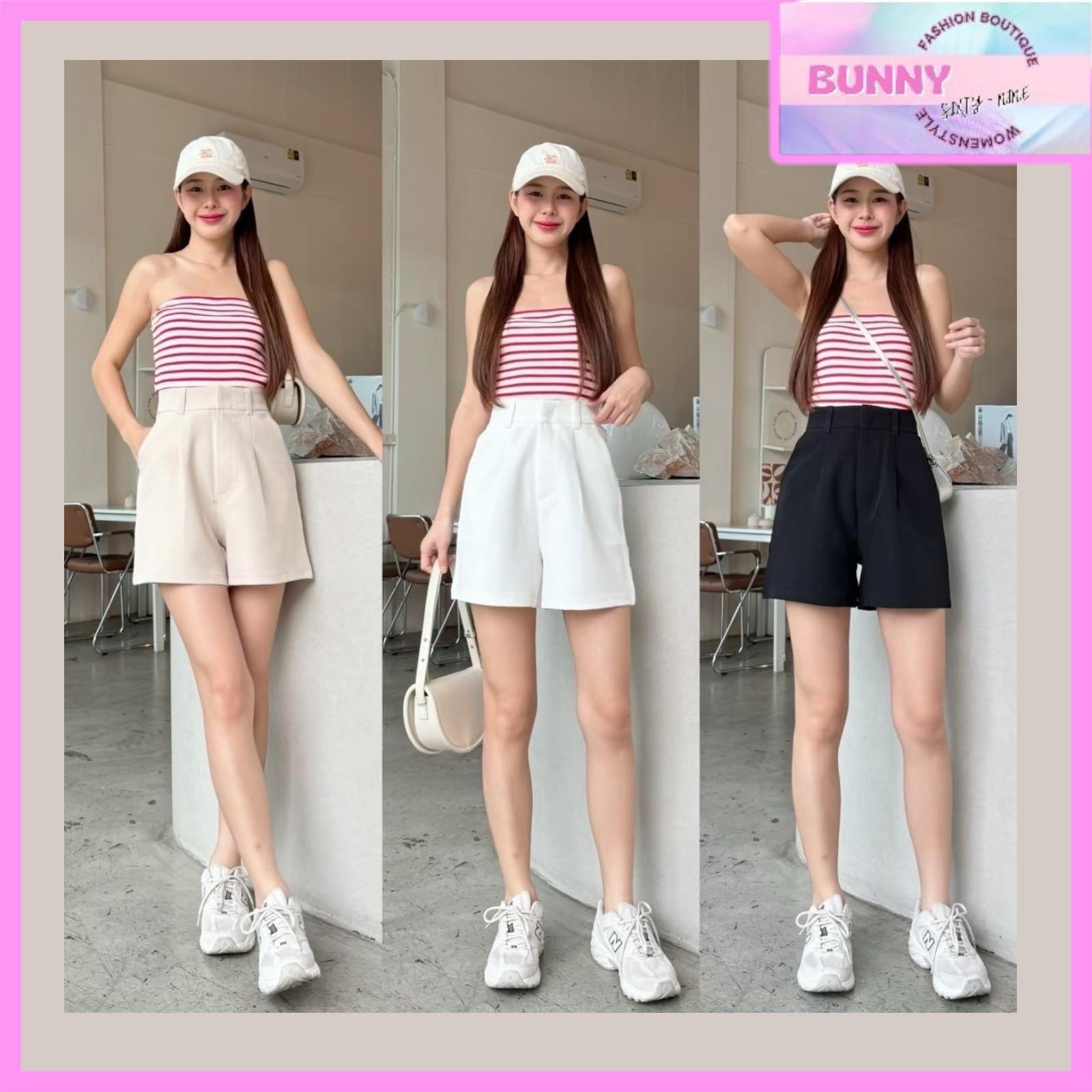 กางเกงขาสั้น เอวสูง มีหลายแบบ สินค้าพร้อมส่ง