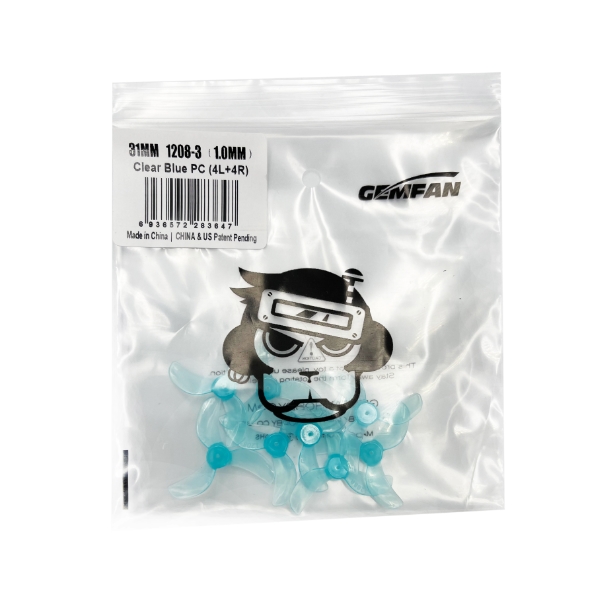 Gemfan 31mm 1208 3-Blade PC Propeller 1mm/1.5mm Hole for FPV Freestyle Tinywhoop Drone 1ถุง 8ใบ สุ่มสี