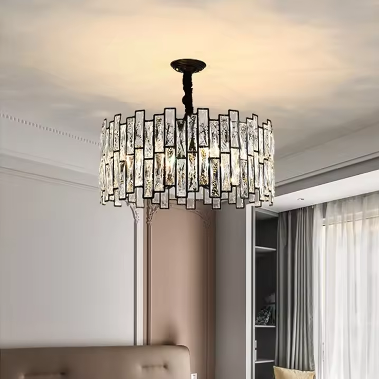 โคมไฟระย้า คริสตัล Chandelier crystal Steel + Crystal LED E14