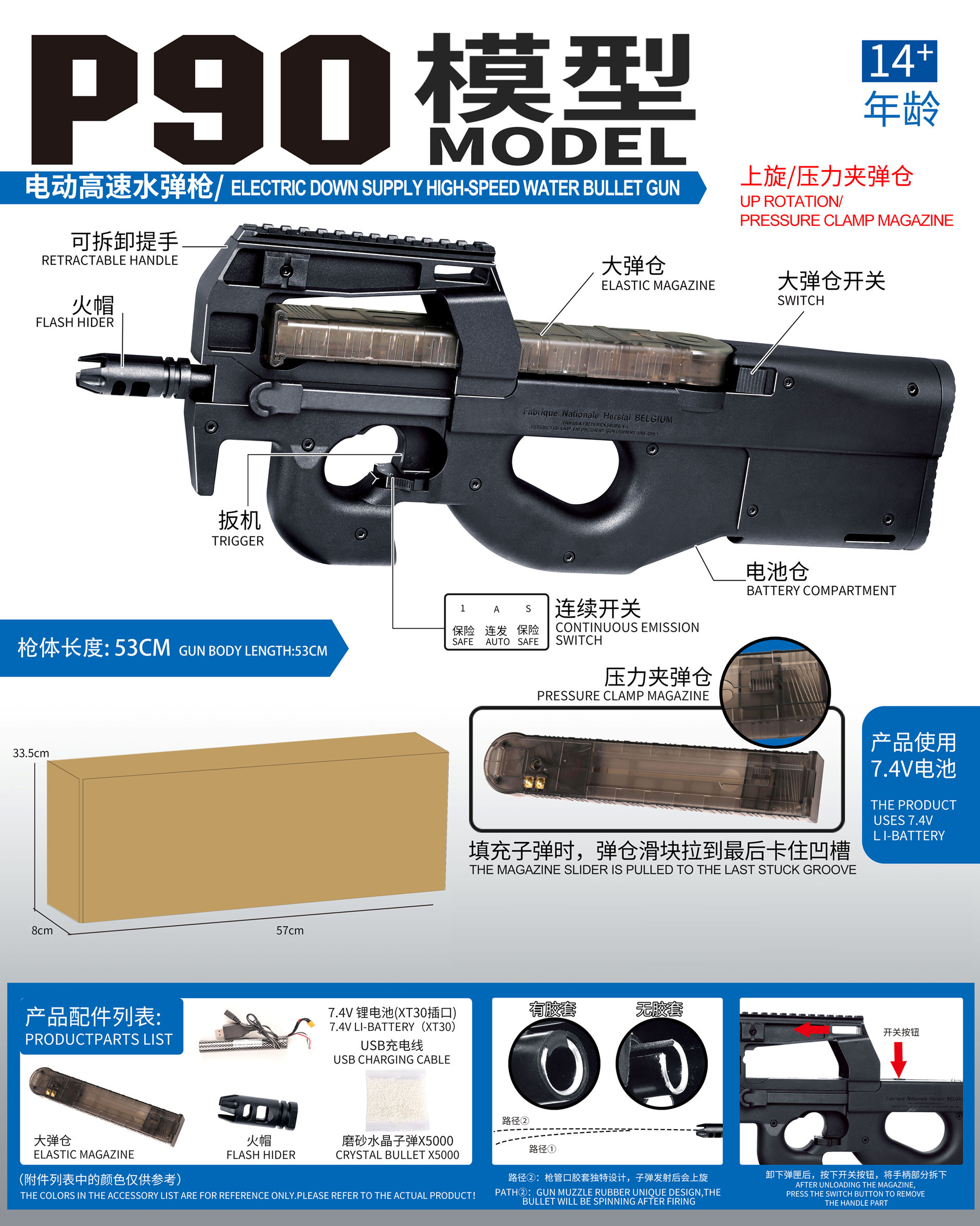 (35)P90 สีดำ มีHop up ในตัว เฟืองพลาสติก 240FPS+ ยิงรัวได้ ยิงSEMI(ทีละนัด)ได้