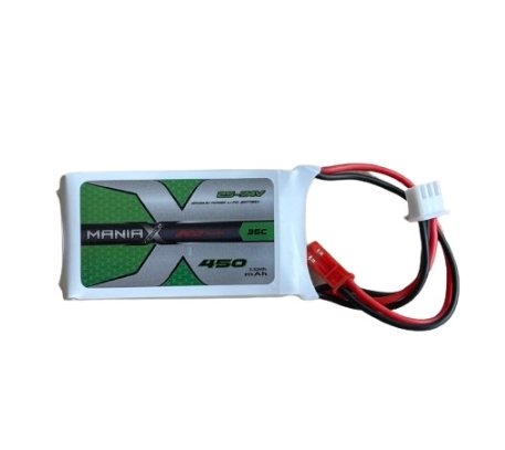 ManiaX 2S 7.4V. 450mAh 30C JST plug Lipo battery pack