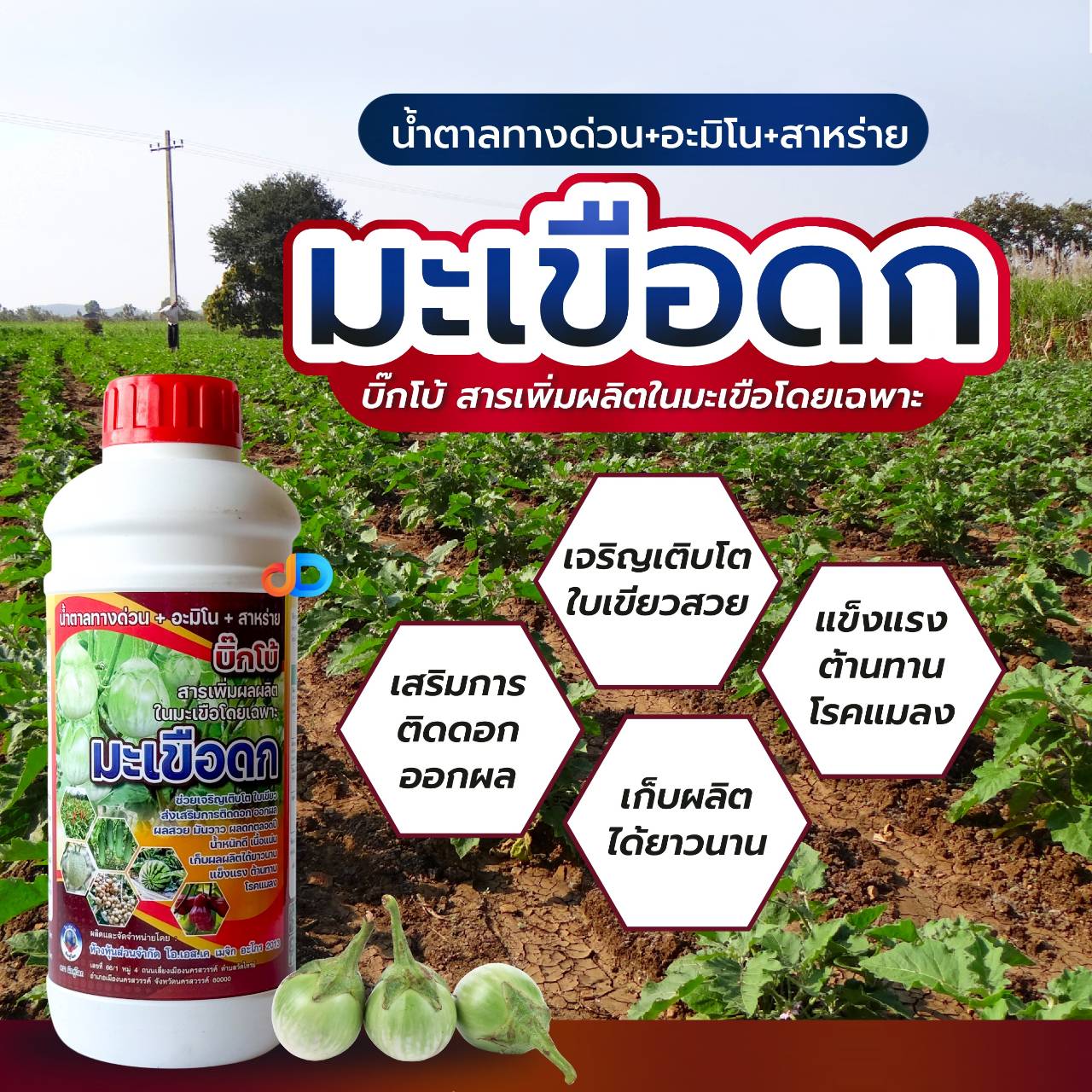 มะเขือดก 1 ลิตร สารเพิ่มผลผลิตในมะเขือโดยเฉพาะ น้ำตาลทางด่วน+อะมิโน+สาหร่าย