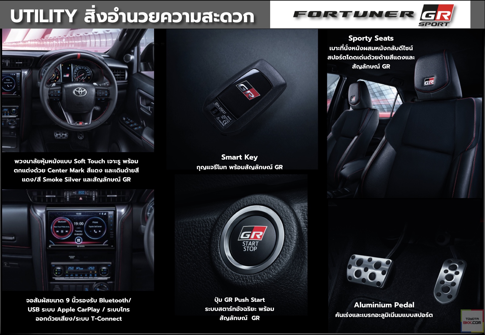 แป้นเบรค+คันเร่ง GRsport แท้ศูนย์ โตโยต้า ฟอร์จูนเนอร์