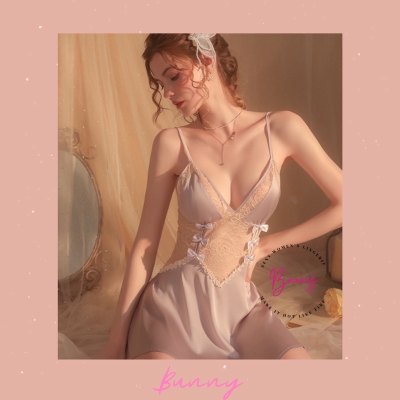 ชุดนอนซาติน สไตล์ฝรั่งเศษ 💥พร้อมส่งในไทย💥