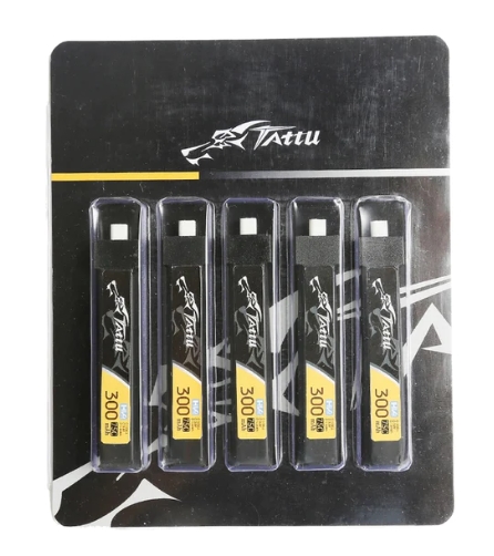 Tattu 1S 300mAh 3.8V HV 75C Lipo Battery Pack 5pcs / PH2.0 & BT2.0