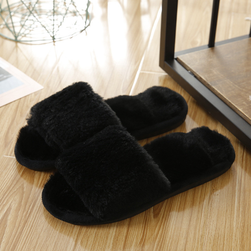 รองเท้าสลิปเปอร์ ขนนุ่ม รองเท้าเดินในบ้าน กันส้นเท้าแตก พื้นยางกันลื่น (23-28) cm พร้อมส่ง