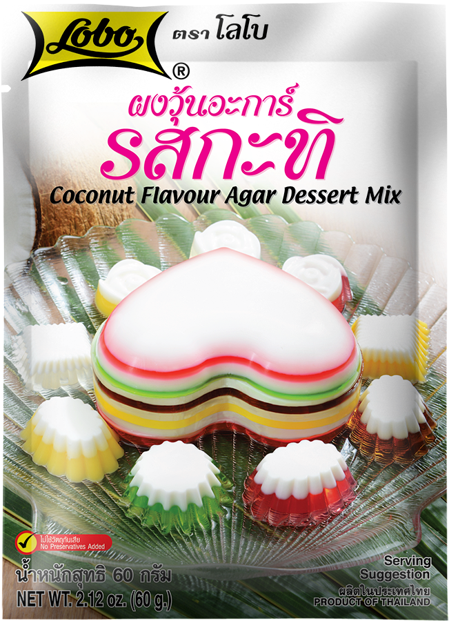 ผงวุ้นอะการ์รสกะทิ 60 กรัม / Coconut Flavour Agar Dessert Mix 60 gram.