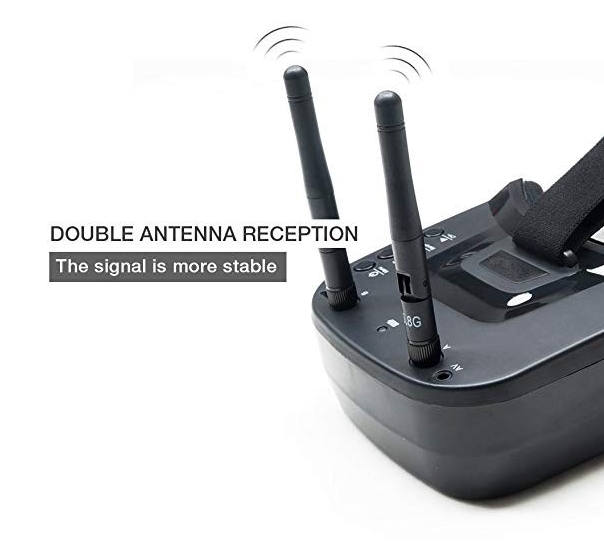 Mini FPV Goggles 5.8G 40ch VR006 แว่นโดรนพร้อมแบตในตัว สองเสารับ Diversity