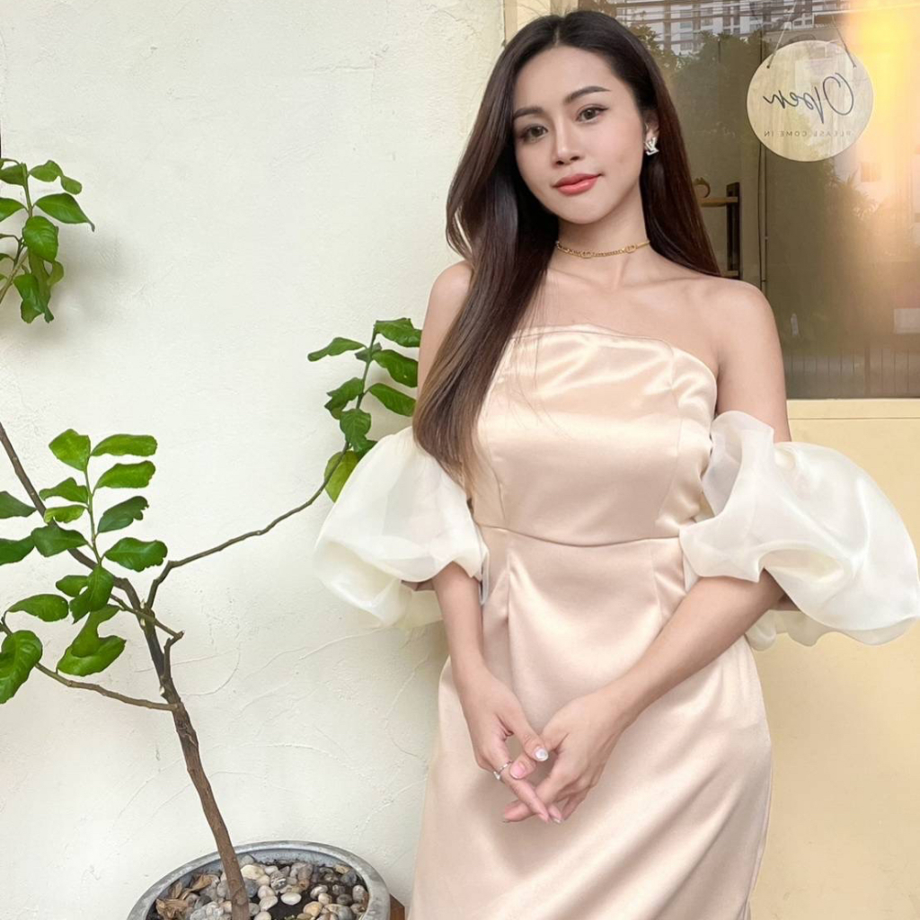 ชุดเดรส แขนพอง ใส่ออกงาน งานเเต่ง งานเลี้ยง เรียบหรู มีสไตล์👗