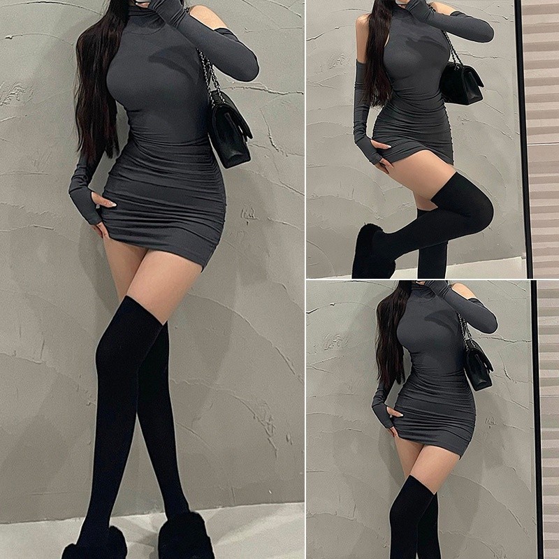 เดรสคอเต่า พร้อมปลอกแขน CN122