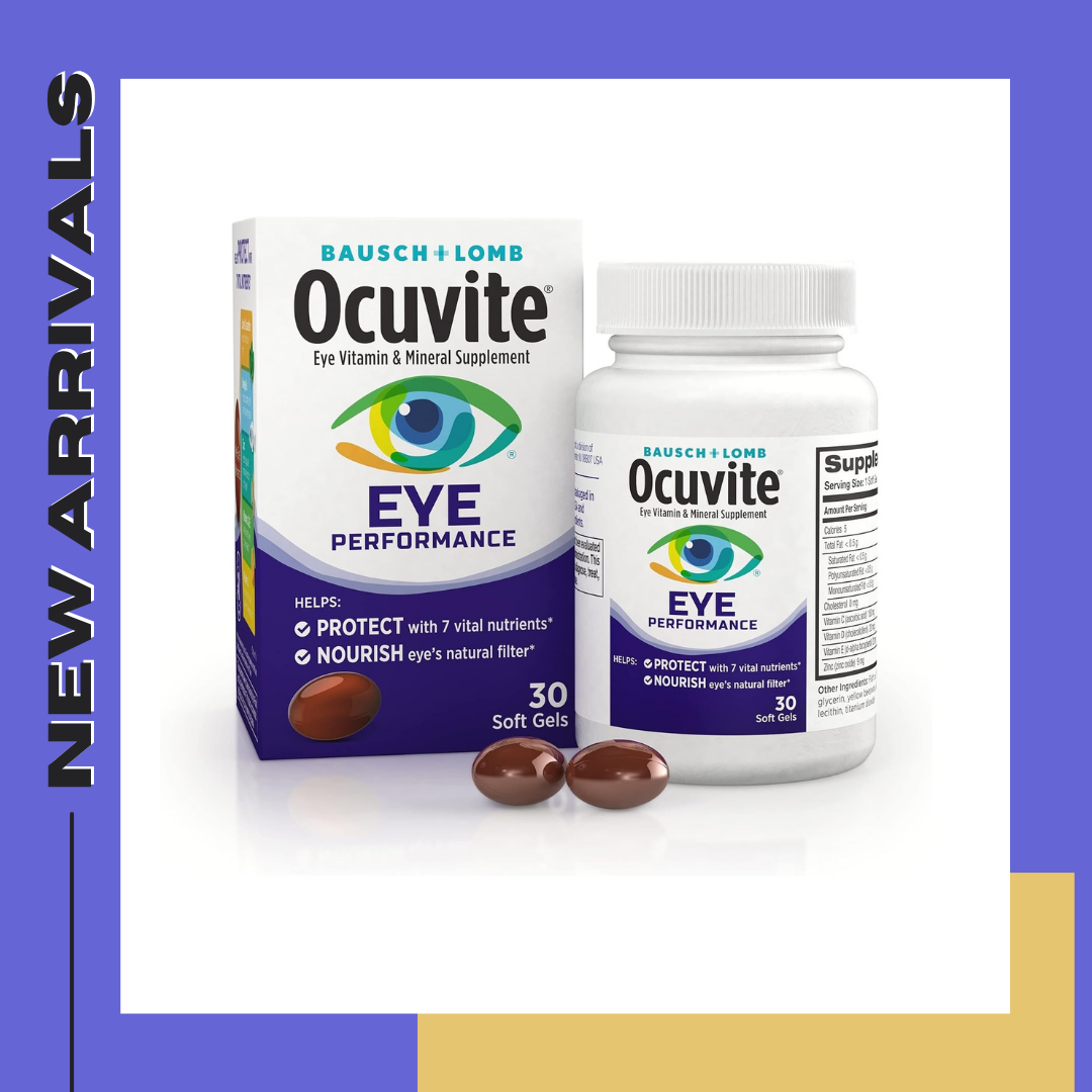 OCUVITE Eye Performance Vitamin & Mineral Supplement, Lutein and Zeaxanthin Supplements, Vitamins C, D, E, Zinc, and Omega-3, Helps Protect Eyes from Sun and Blue Light, 30 Softgels วิตามินบำรุงสายตา