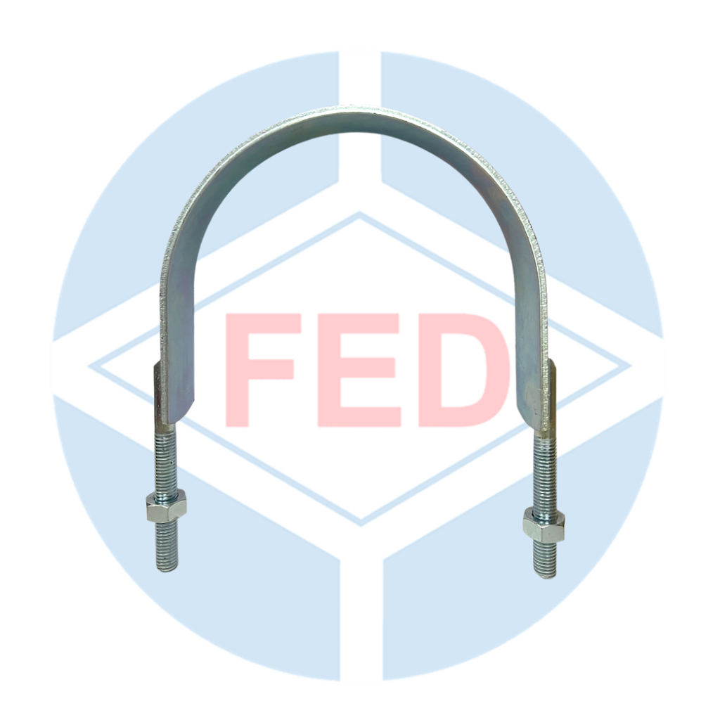 ยู-แบน Strap U-Bolt เหล็กชุบซิงค์ ตรา FED ขนาด 2"- 5" สำหรับพยุงท่อ