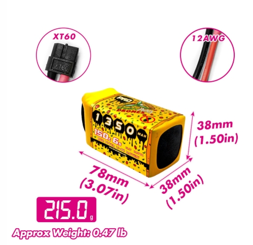 CNHL FPV Battery 22.2V 6S Speedy Pizza Series Pro & Black Series 1200-1500mAh 120C-150C Lipo with XT60 Plug