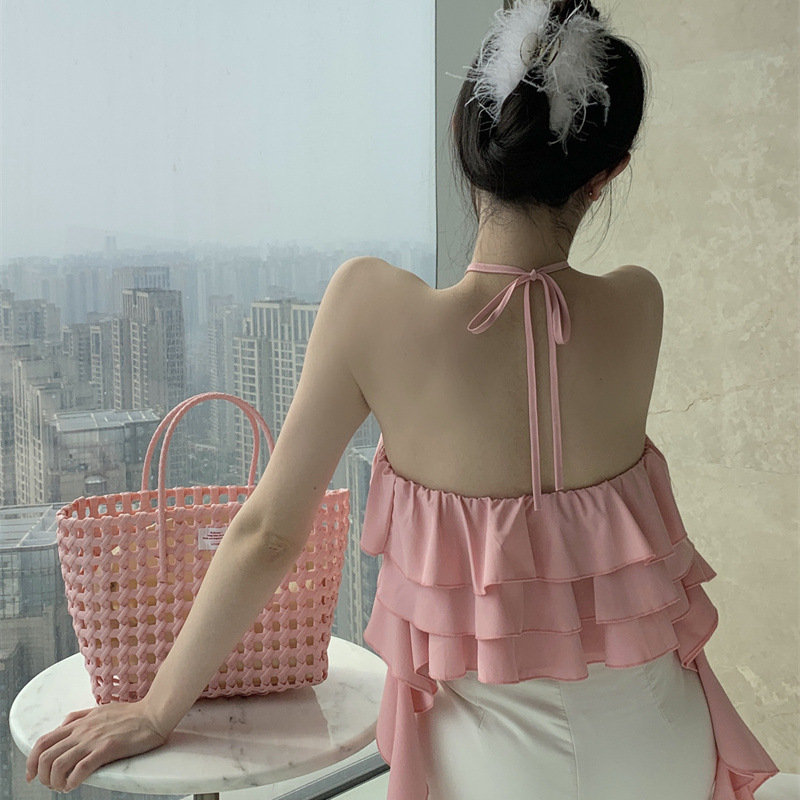 เสื้อสายเดี่ยว ขนมชั้น+กุหลาบ รหัส GB60136