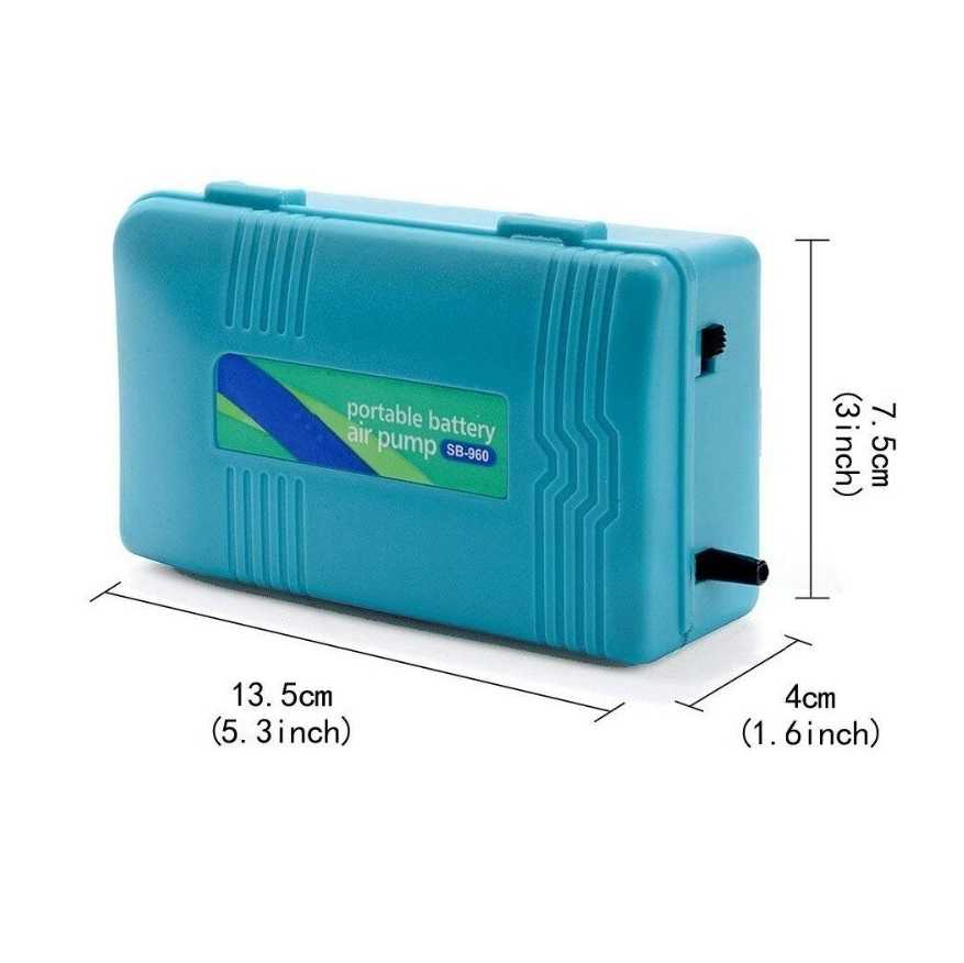 SOBO SB-960 (ปั๊มลมใส่ถ่าน ใช้กรณีไฟดับ ไฟดับปลาไม่ตาย ขนย้ายปลา พร้อมสายยางและหัวทราย)