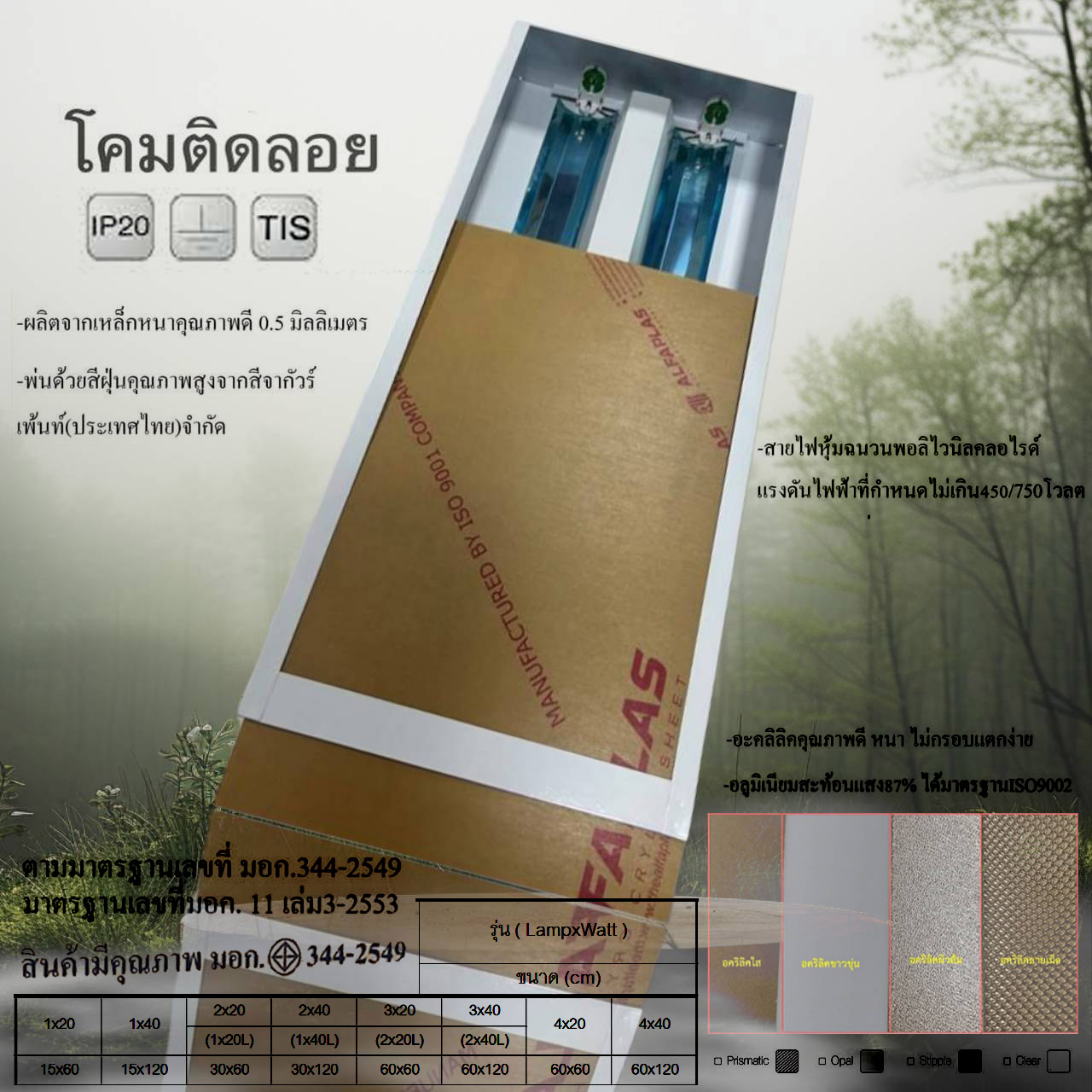 โคมคลีนรูมเหล็กแผ่นรีดเย็นคุณภาพสูง4x40วัตต์