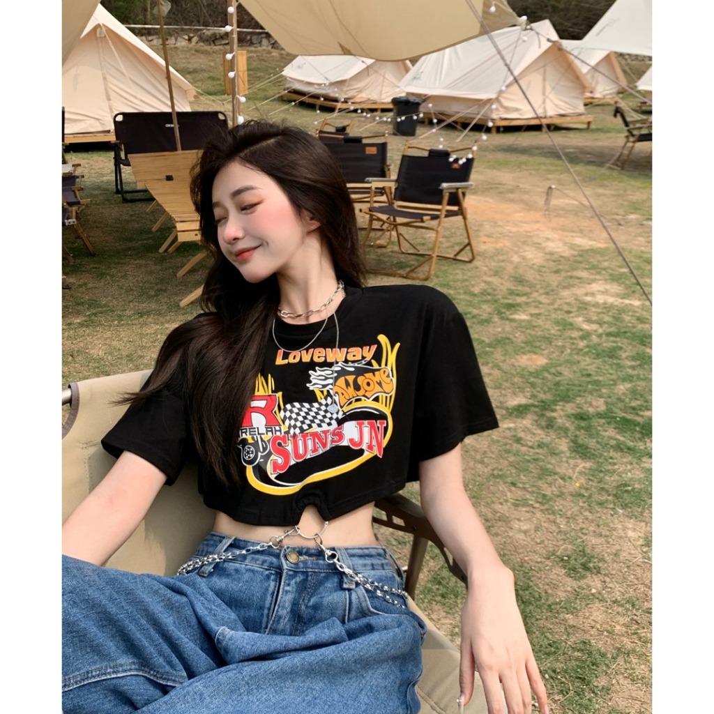 เสื้อครอปโซ่ เสื้อสตรีท สาวเท่ รหัส CN928