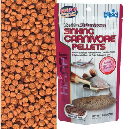 Hikari Sinking Carnivore Pellets 74 g.(อาหารปลากินเนื้อ เม็ดจมน้ำ ใช้แทนเหยื่อสด โปรตีนสูง)