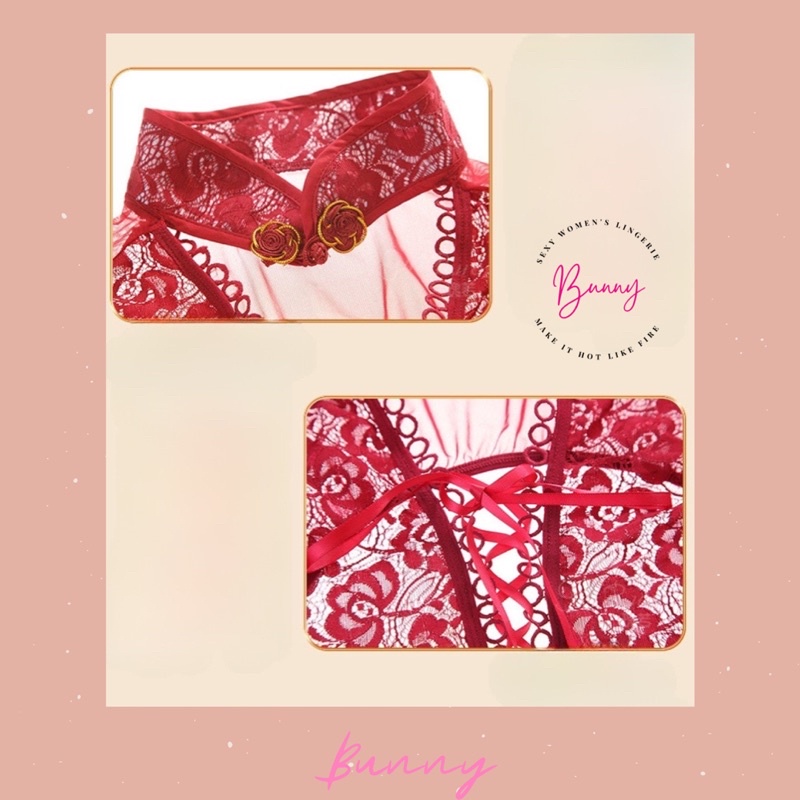 ตรุษจีน ชุดคอสเพย์แดงตรุษจีน ลูกไม้ 💥พร้อมส่ง💥