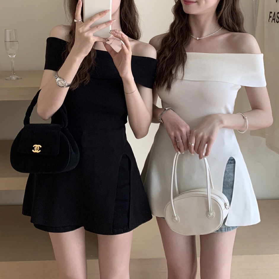 เสื้อไหมพรม ปาดไหล่ รหัส รหัส A406