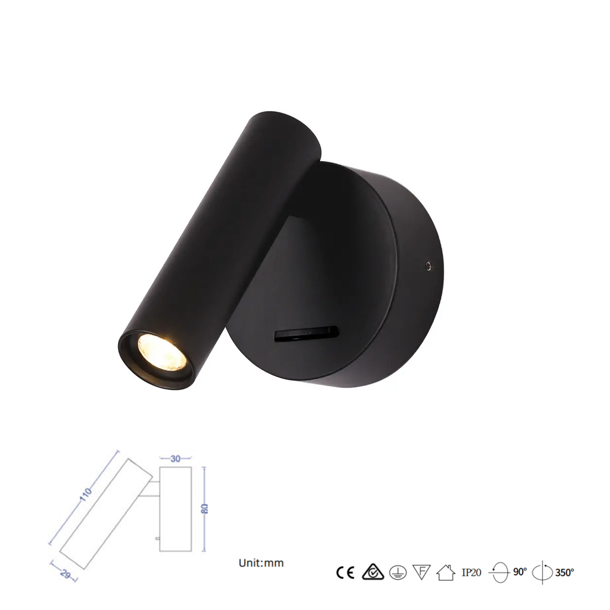 โคมไฟอ่านหนังสือติดผนัง Wall Reading Lamp Metal + Aluminium LED Cree 3W IP20 (KP021)