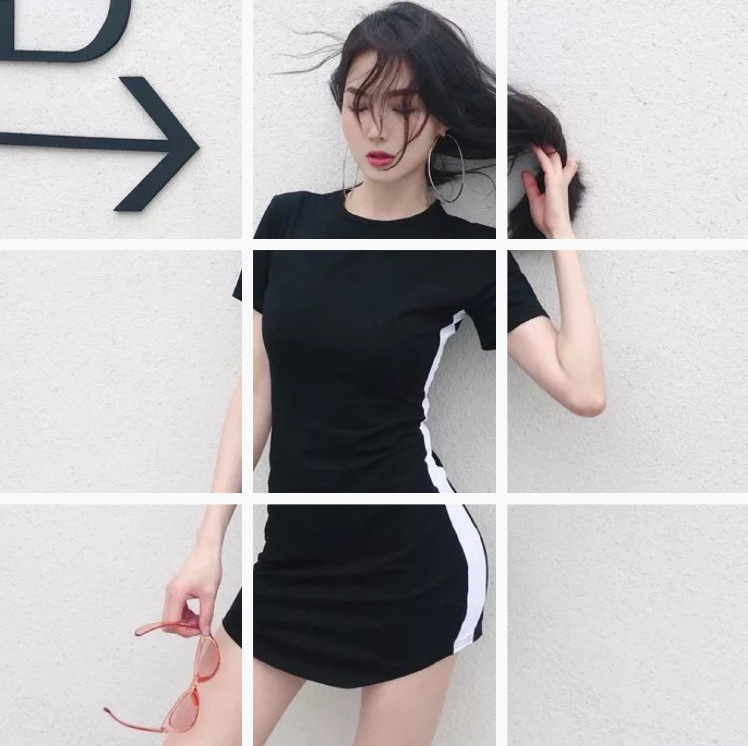 เดรสคอกลม สไตลส์เกาหลี พลัสไซส์ CN285 พร้อมส่งในไทย
