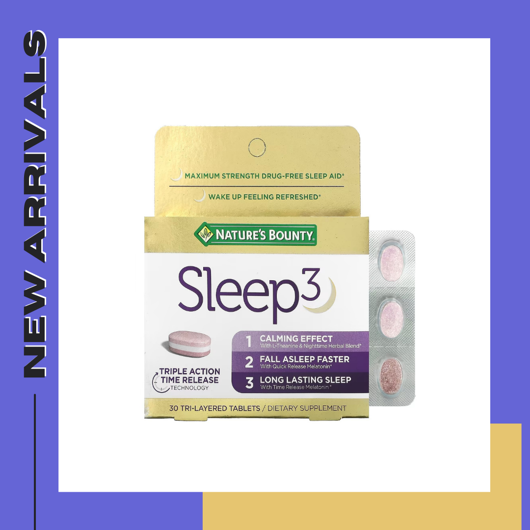 พร้อมส่ง Nature's Bounty, Sleep 3, Maximum Strength, Drug-Free Sleep Aid, 30 Tri-Layered Tablets