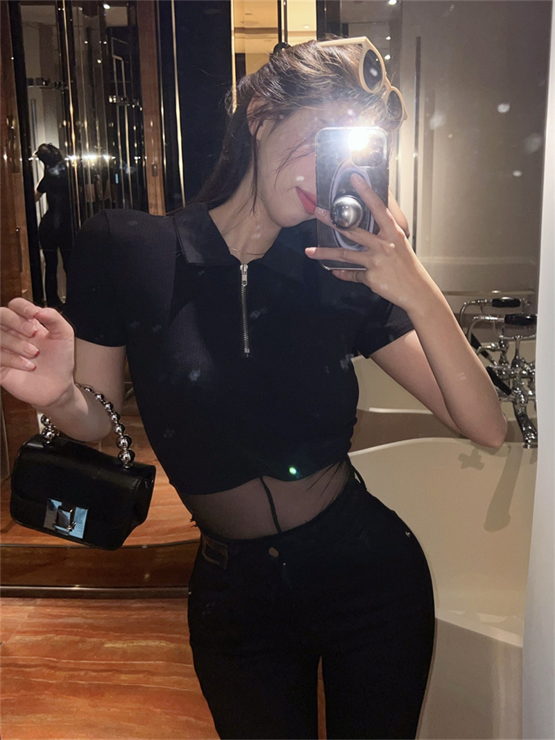 เสื้อบอดี้สูท ซีทรู ซิปหน้า รหัส CN9080