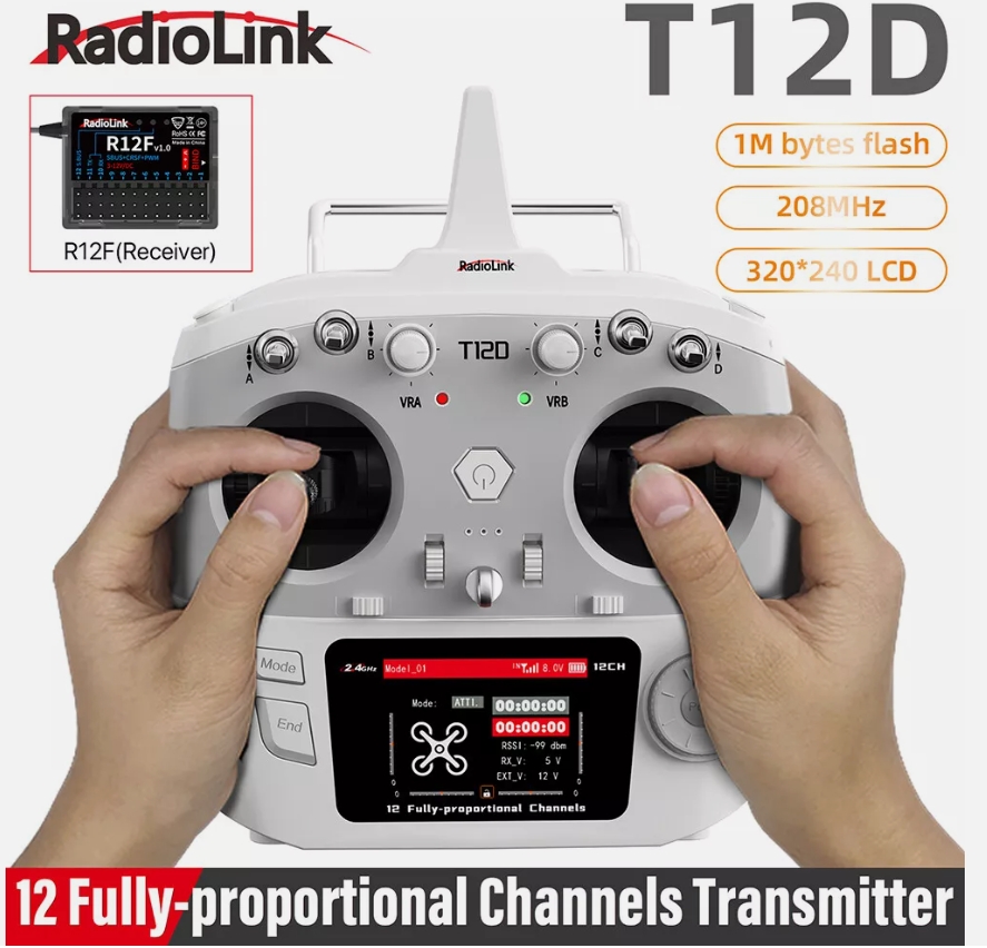 RadioLink T12D 12CH RC 2.4G Transmitter R12F Receiver for Aircraft Car Boat