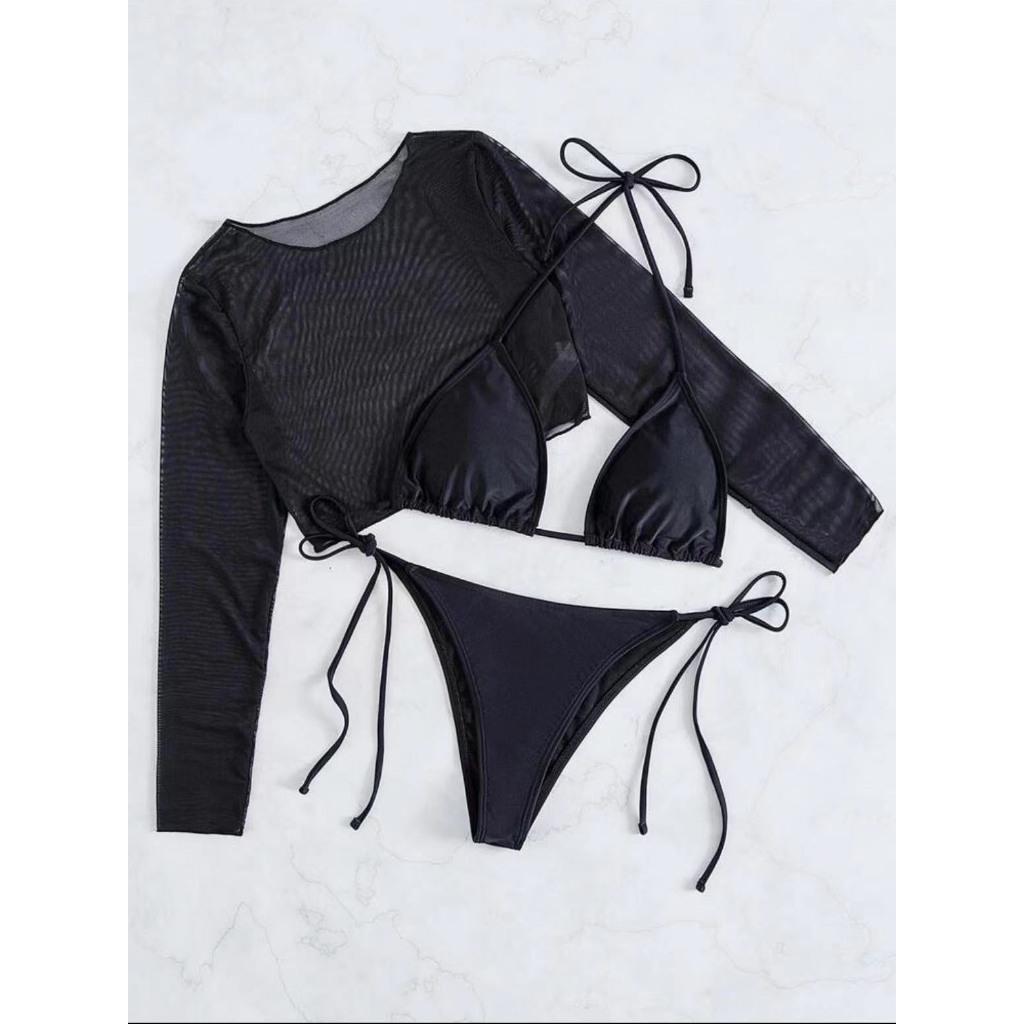 ดำ ชุดว่ายน้ำ Bikini 3 ชิ้น