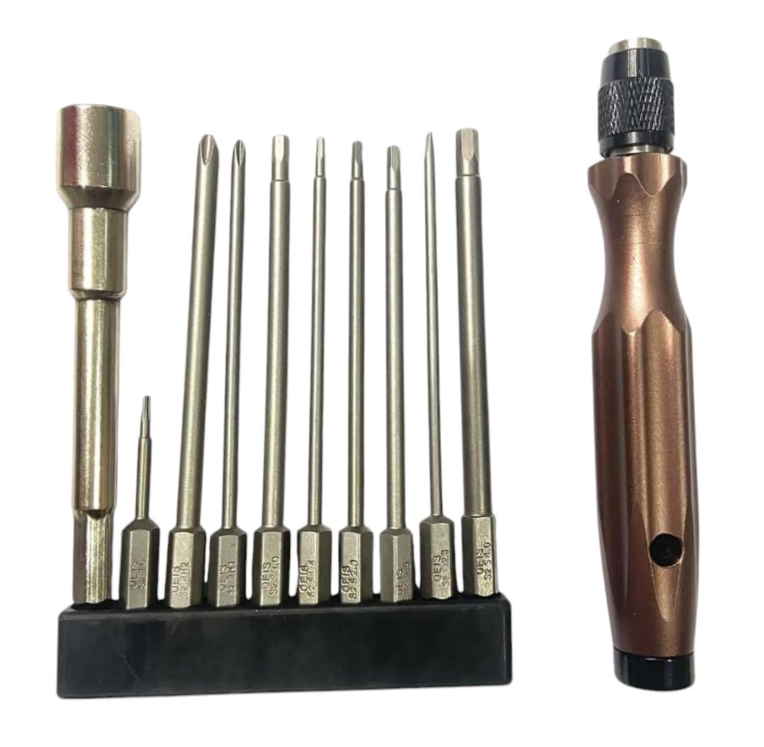 เครื่องมือไขควงหกเหลี่ยม DJI SET 10 in 1 สำหรับงานซ่อมอุปกรณ์ต่างๆ ขนาด 6.35mm ใส่กับสว่านไฟฟ้าได้