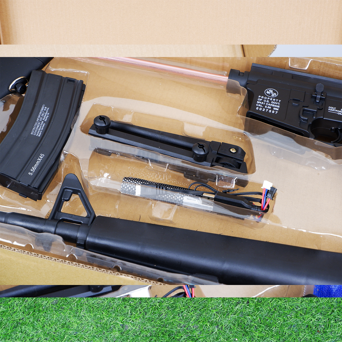 (33A1)M16A1 สีดำล้วน แรง 210FPS+ ปืนเจลไฟฟ้า ของเล่น ยิงรัวได้เท่านั้น